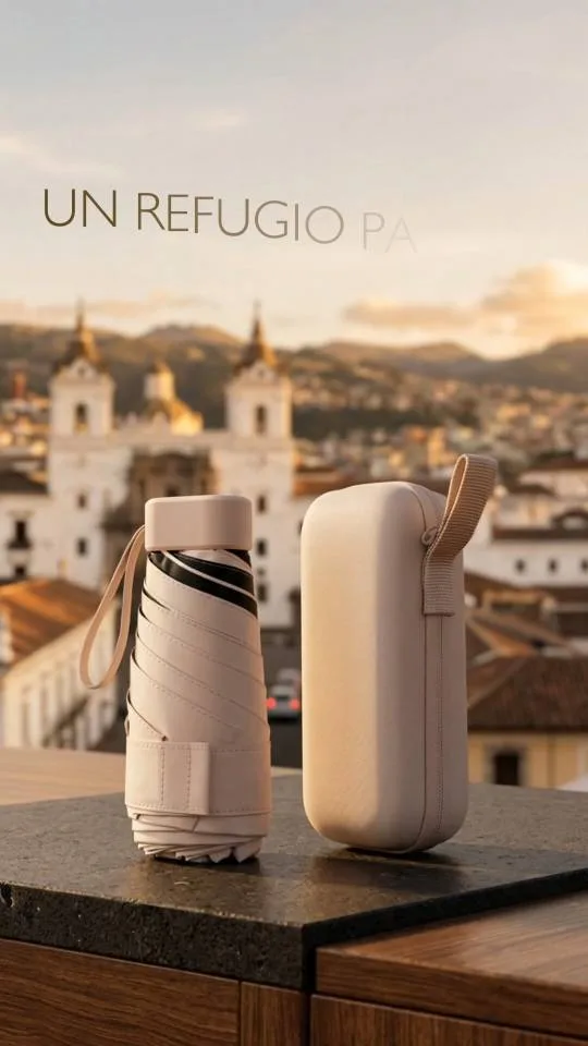 Paraguas mini plegable con protección UV y estuche personalizado 3