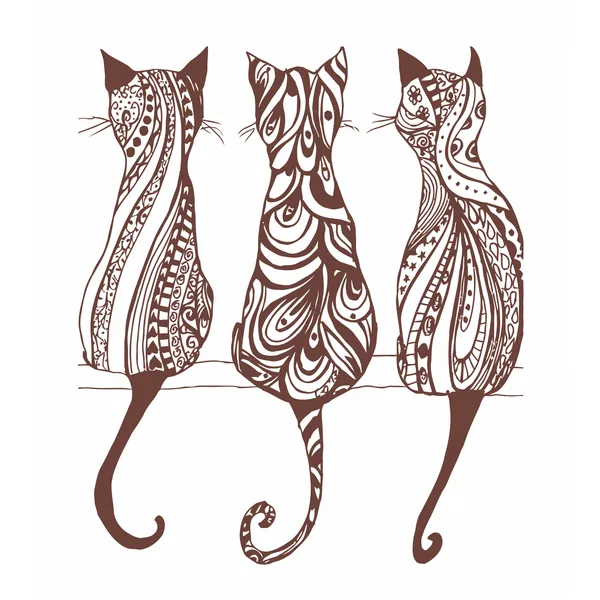 3 gatos — vector para corte láser