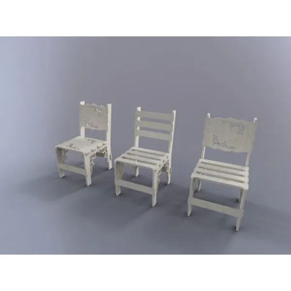 3 sillas — vector para corte láser
