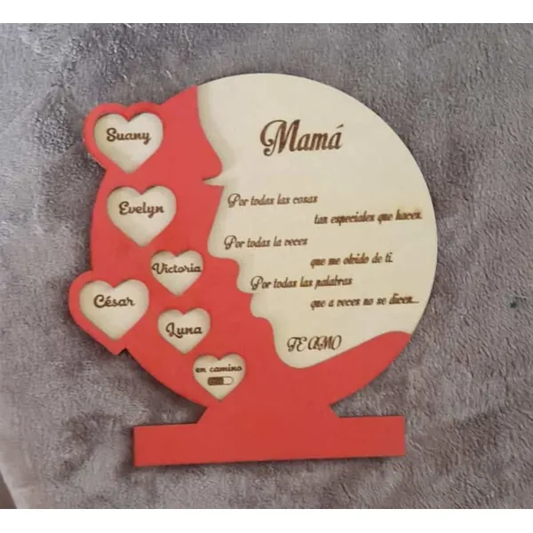 Adorno para el día de las madres con nombres — vector para corte láser