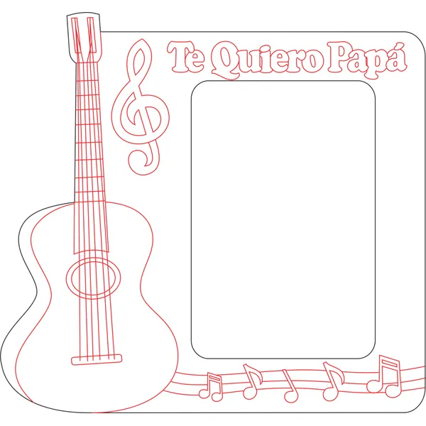 «Te quiero Papá» decorado con guitarra — vector para corte láser