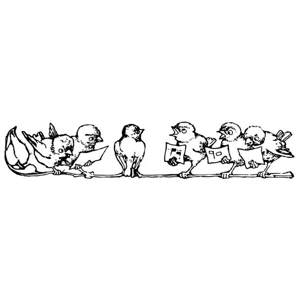 Birds singing vector drawing — vector para corte láser